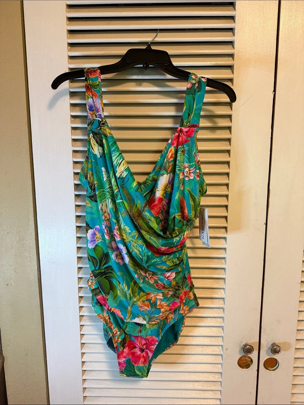 Jantzen Teal Multi Floral One-Piece Swimsuit